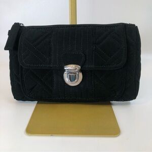 Vera Bradley Black Quilted Clutch with Silver Clasp